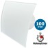 Pro-Design badkamer/toilet ventilator - MET TIMER (KW100T) - Ø100mm - gebogen GLAS - mat wit